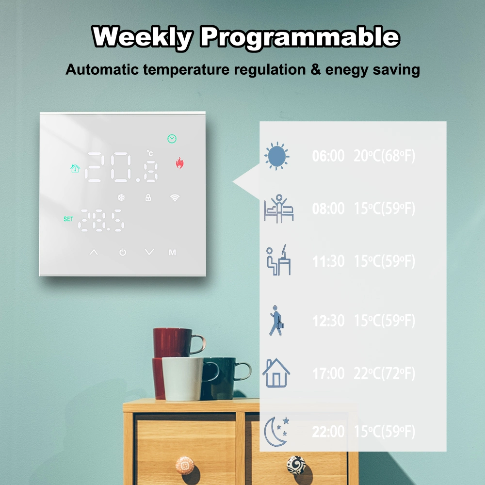 Color Screen Smart Tuya Wifi Thermostat for Electric, Water and Gas Boiler Heating